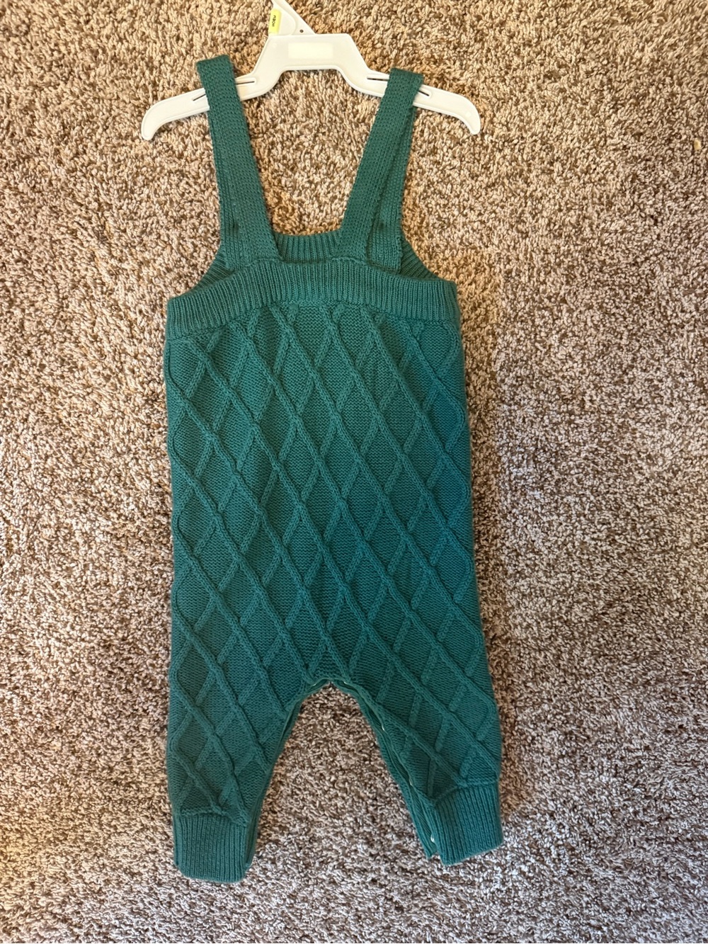 Hanna Andersson Teal Knit Diamond-Pattern Overalls
